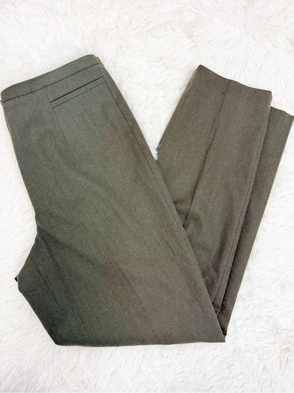 Talbots Vintage Size 8 Olive Green 99% Wool Stretch Lined Pants Italy Fabric